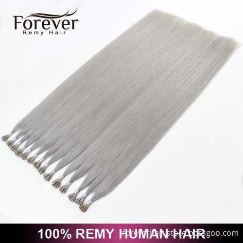 Forever high quality 100 real Indian remy human #Silver double drawn i tip brazilian hair extensions wholesale